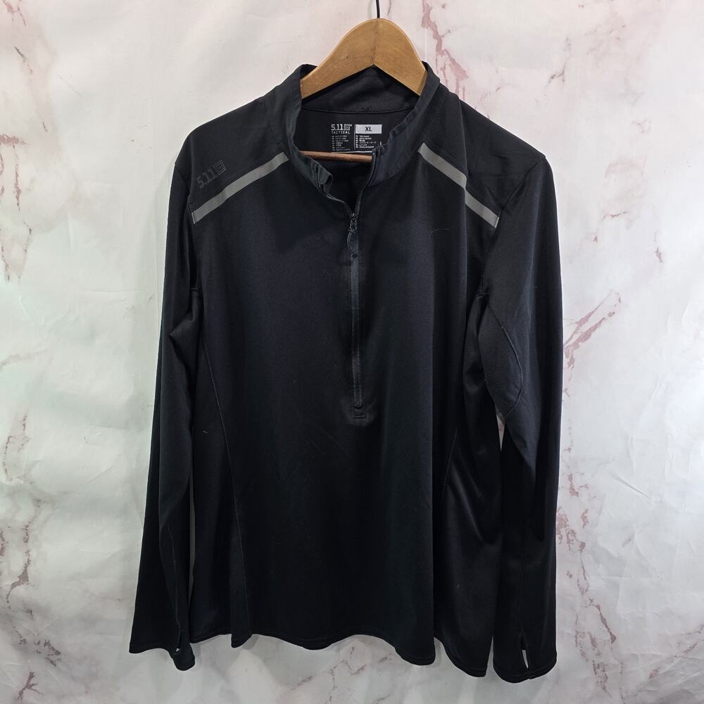 511 Tactical Shirt Mens XL Black Zip Thumb Holes Max Effort Long Sleeve 5.11